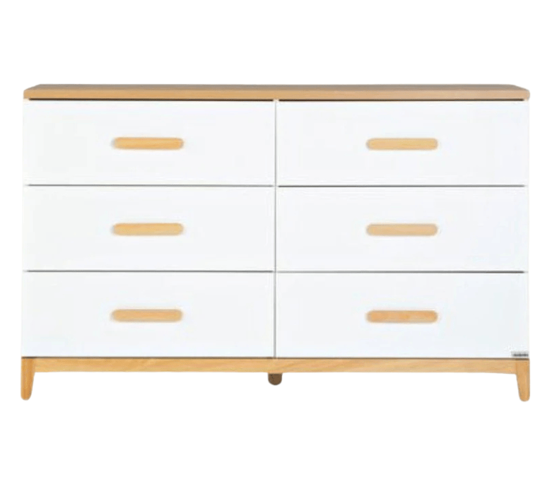 dadada Lala Big 6-Drawer Dresser - White / Red Oak (2 Boxes) - 45061-DA