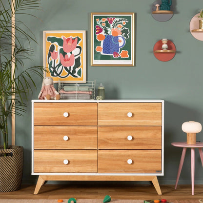 dadada Merry 6-Drawer Dresser - White / Natural - 409231-DA