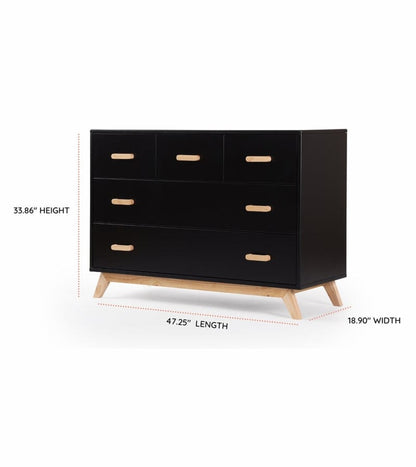 dadada Soho 3-in-1 Convertible Crib + 5-Drawer Dresser Bundle - Black / Natural - 10441-DA-41251-DA