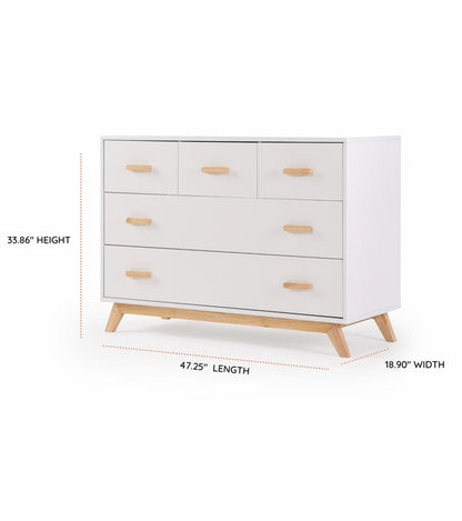 dadada Soho 3-in-1 Convertible Crib + 5-Drawer Dresser Bundle - White / Natural - 10431-DA-41231-DA