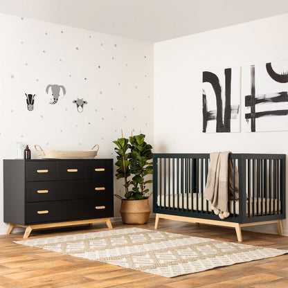 dadada Soho 3-in-1 Convertible Crib - Black / Natural - 10441-DA