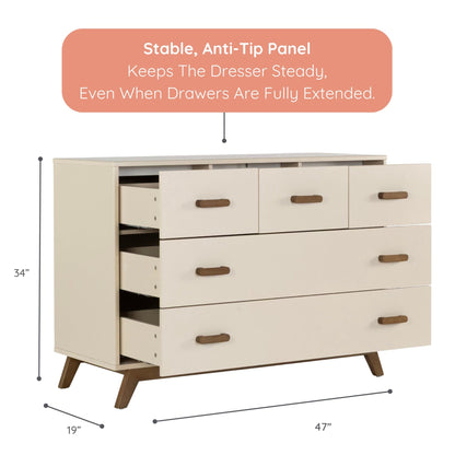 dadada Soho 5-Drawer Dresser - Almond Milk / Walnut (2 boxes) - 412282-DA