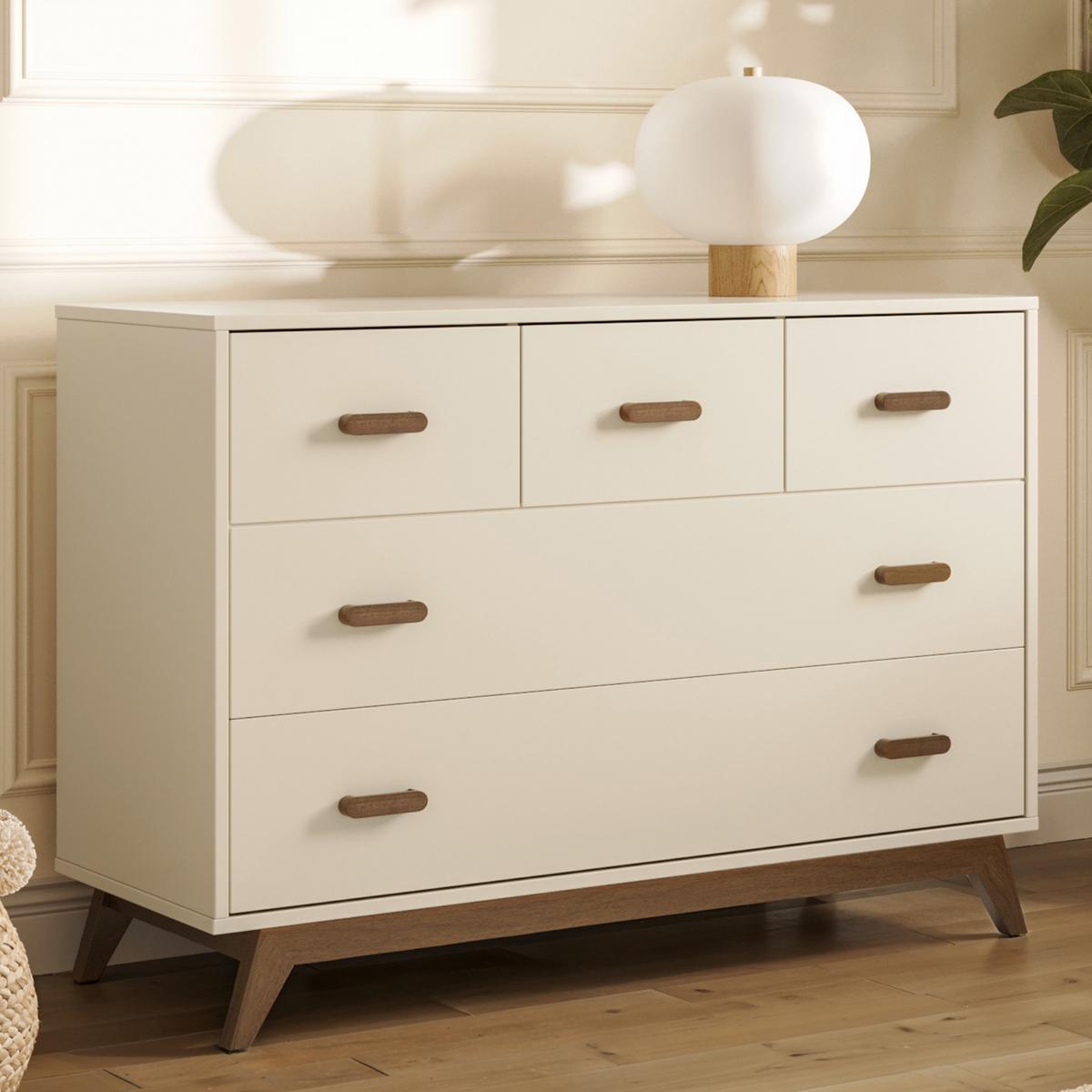 dadada Soho 5-Drawer Dresser - Almond Milk / Walnut (2 boxes) - 412282-DA