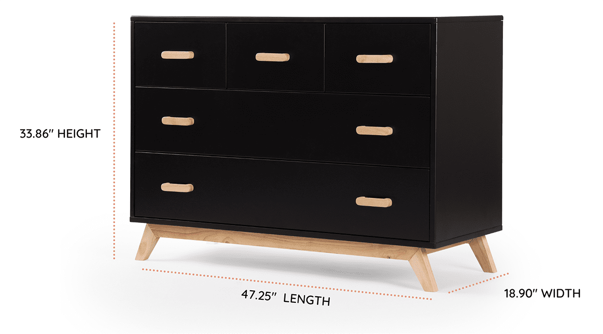 dadada Soho 5-Drawer Dresser - Black / Natural - 41251-DA
