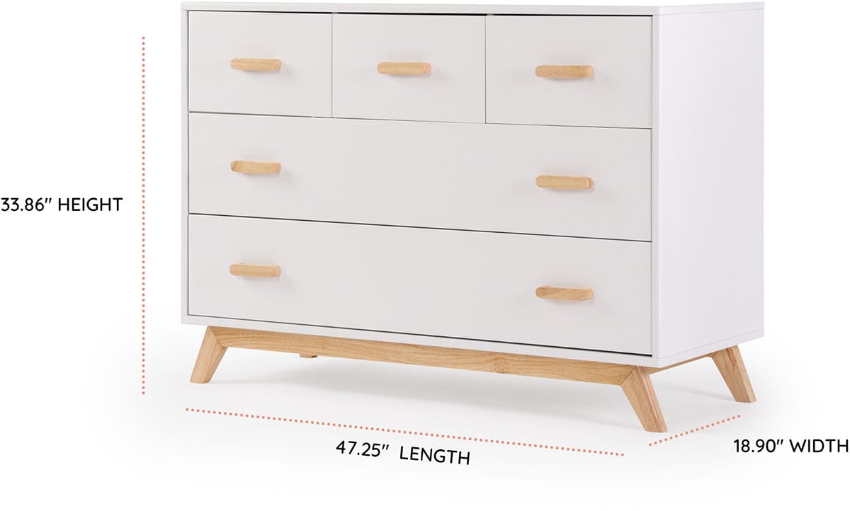 dadada Soho 5-Drawer Dresser - White / Natural - 413231-DA