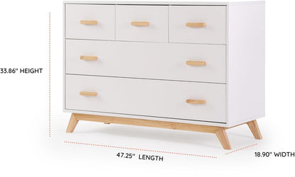 dadada Soho 5-Drawer Dresser - White / Natural - 413231-DA