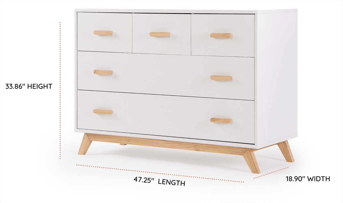 dadada Soho 5-Drawer Dresser - White / Natural - 41231-DA