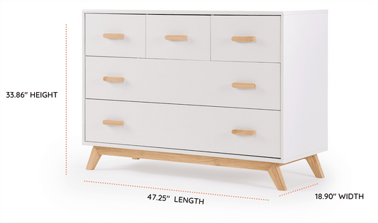 dadada Soho 5-Drawer Dresser - White / Natural - 41231-DA