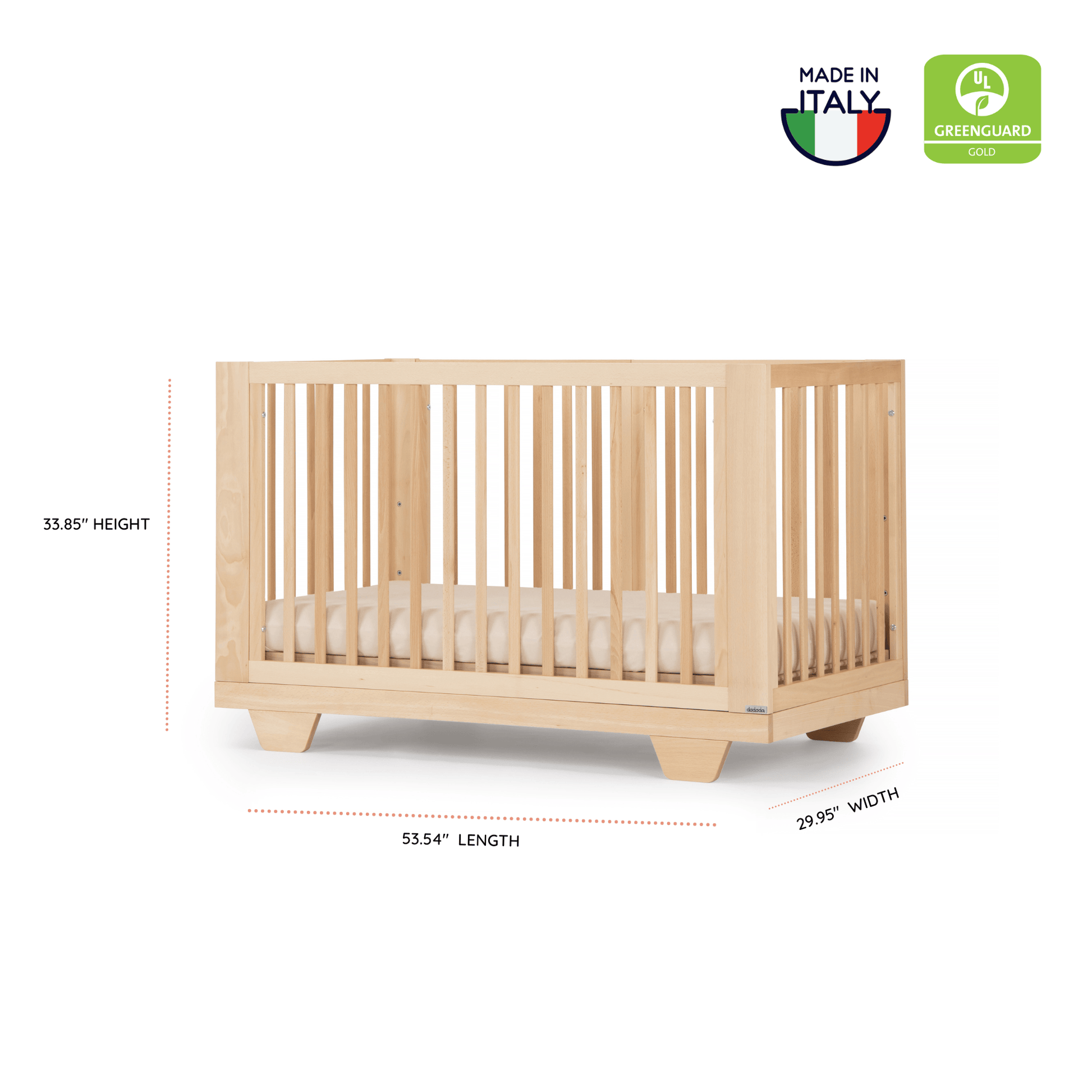 dadada Spirit 8-in-1 Convertible Crib - Natural - 16003-da