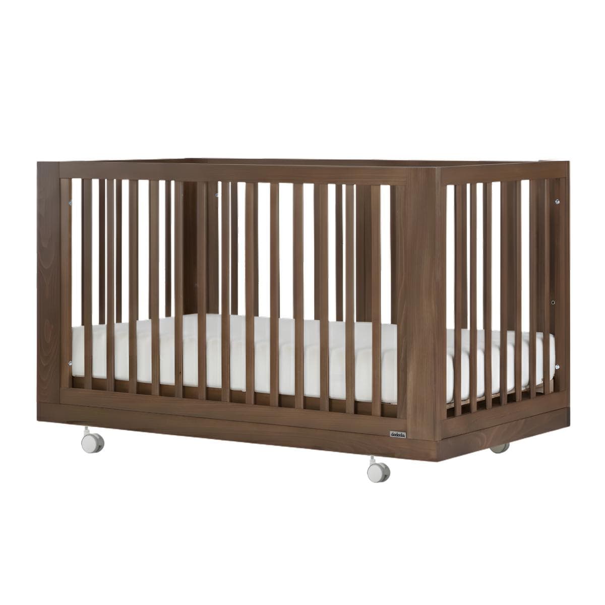 dadada Spirit 8-in-1 Convertible Crib - Walnut (with wheels) - 16008-DA