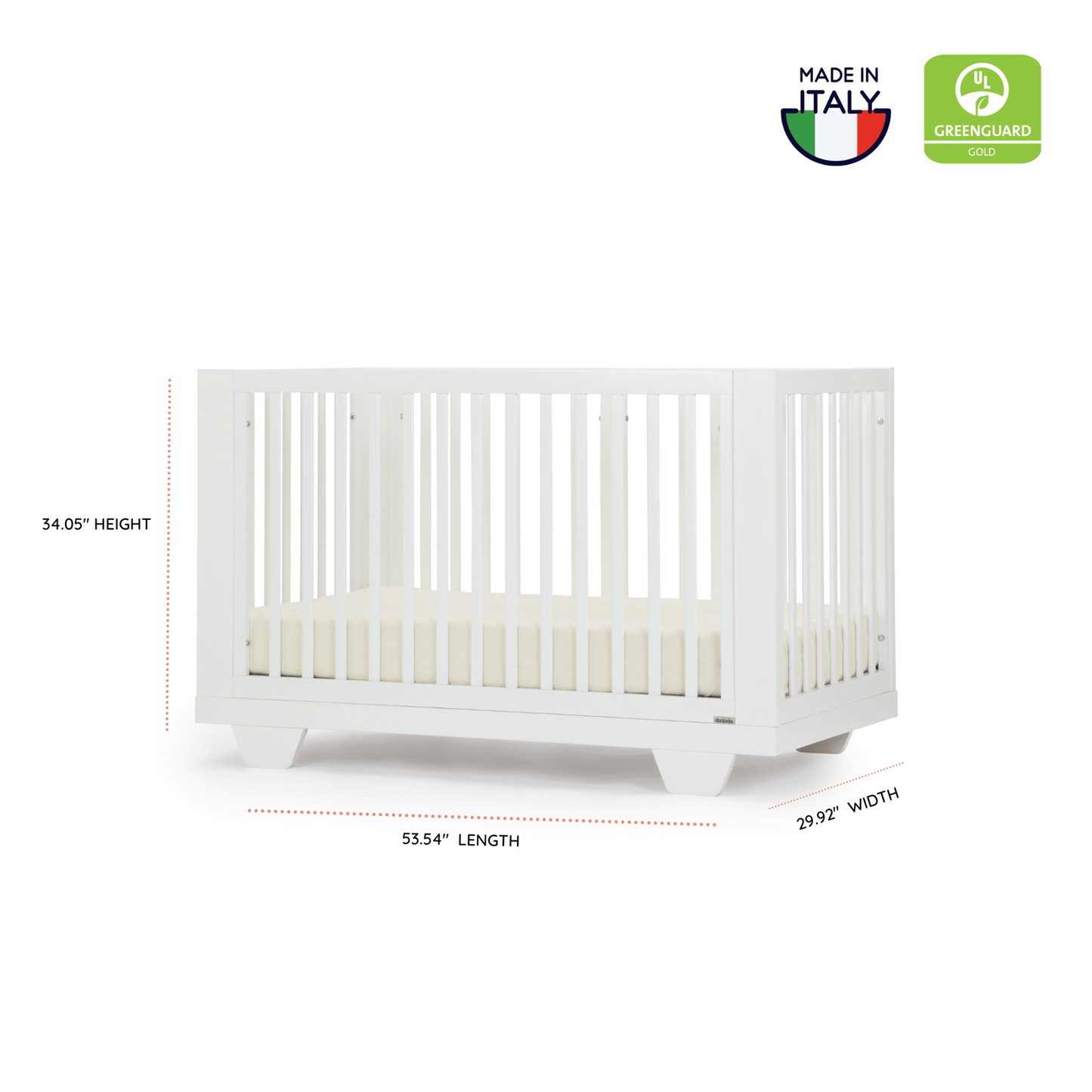 dadada Spirit 8-in-1 Convertible Crib - White - 16001-da