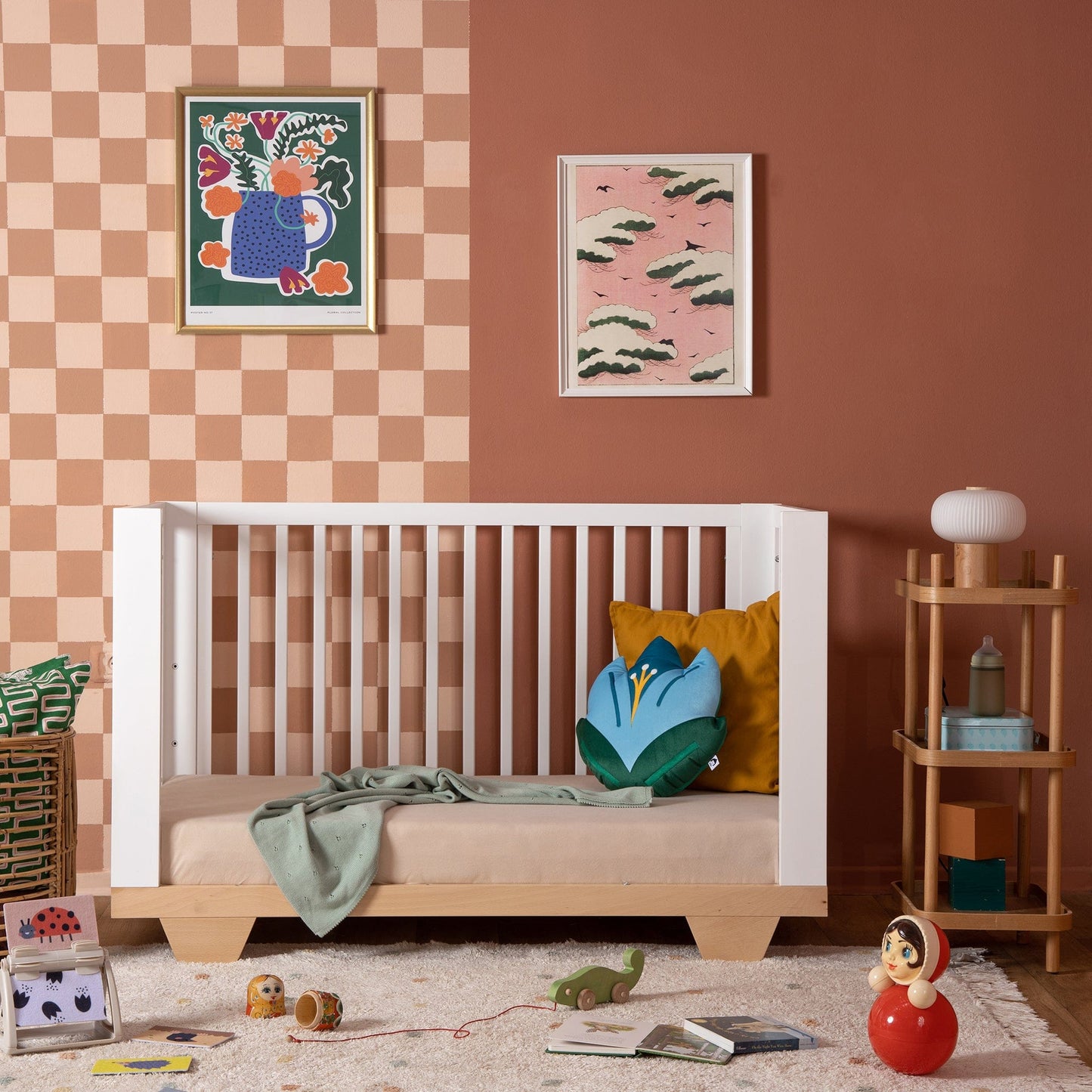 dadada Spirit 8-in-1 Convertible Crib - White / Natural - 16031-da