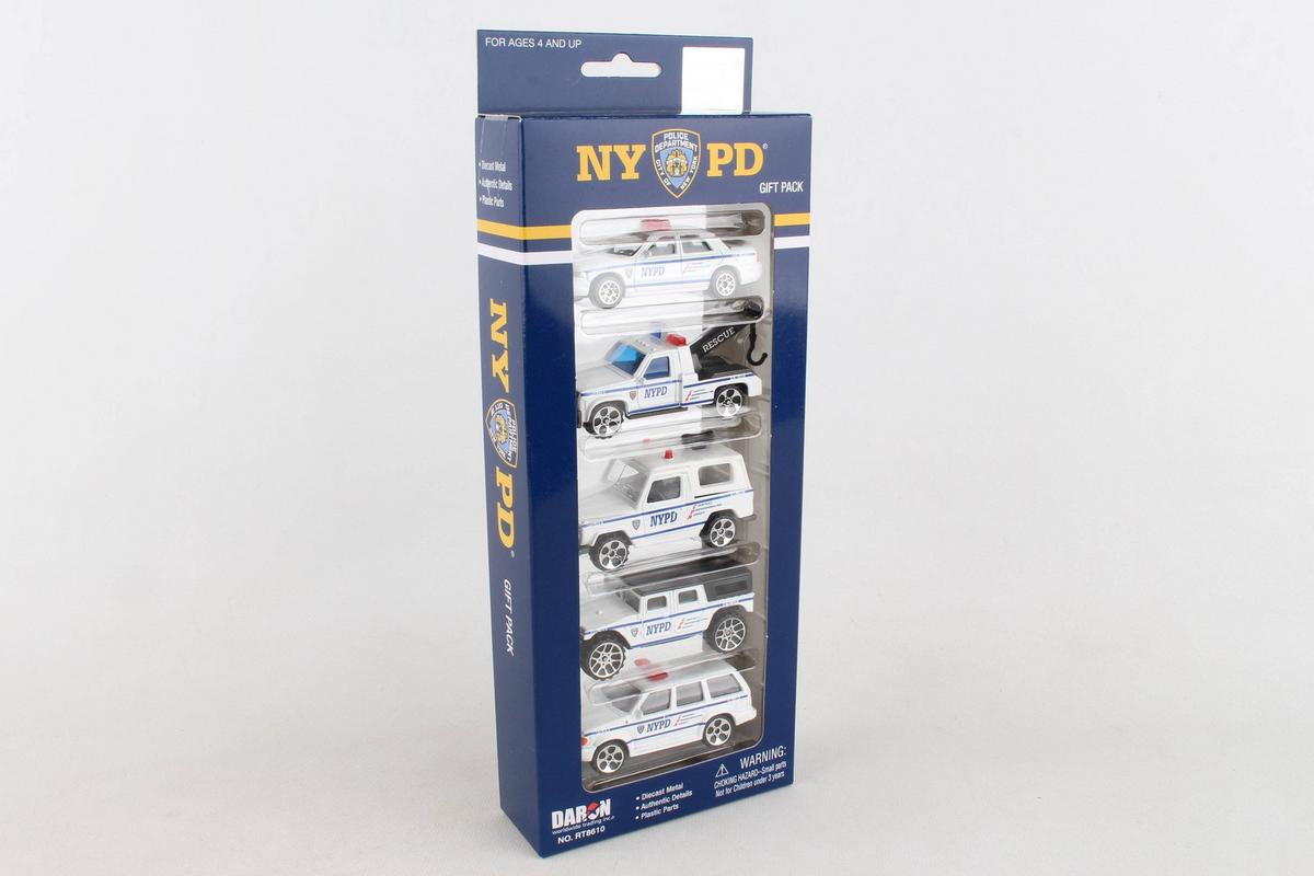 Daron NYPD diecast vehicle gift pack containing five police themed toy cars