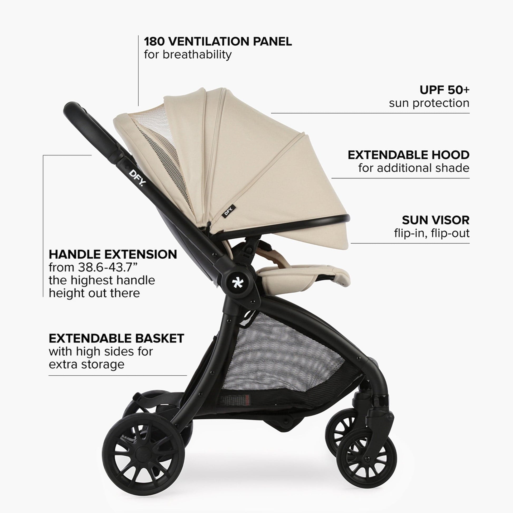 DFY. R1 Stroller -  Matte Black / Cream - DFY01-101-01-002-001