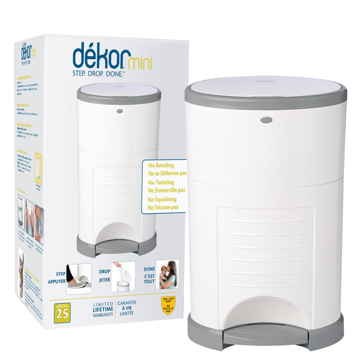 Dekor Diaper Dekor Mini Diaper Pail - White - 2-10021