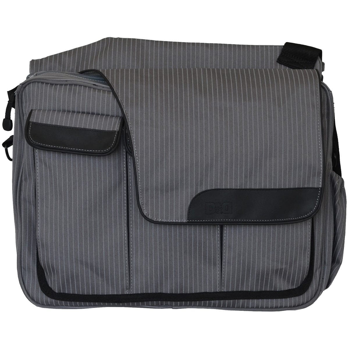 Diaper Dude's DD Flap Messenger II Bag in Retro Grey Pin Stripe - MS2-PS400