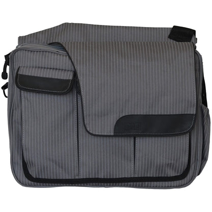 Diaper Dude's DD Flap Messenger II Bag in Retro Grey Pin Stripe - MS2-PS400
