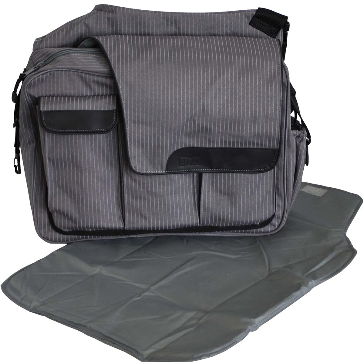 Diaper Dude's DD Flap Messenger II Bag in Retro Grey Pin Stripe - MS2-PS400