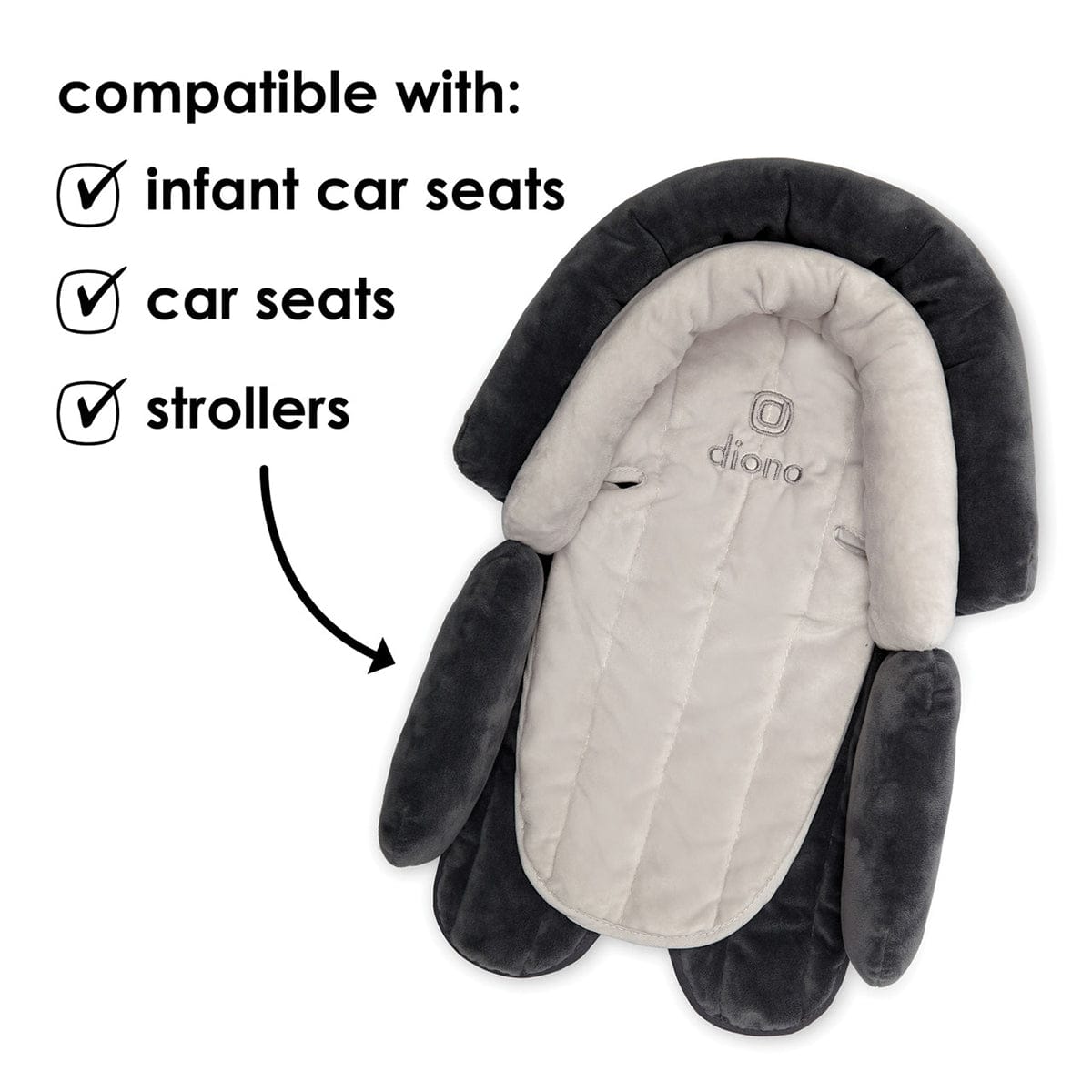 Diono Cuddle Soft, 2-in-1 Head Support, Grey/Arctic - 40289