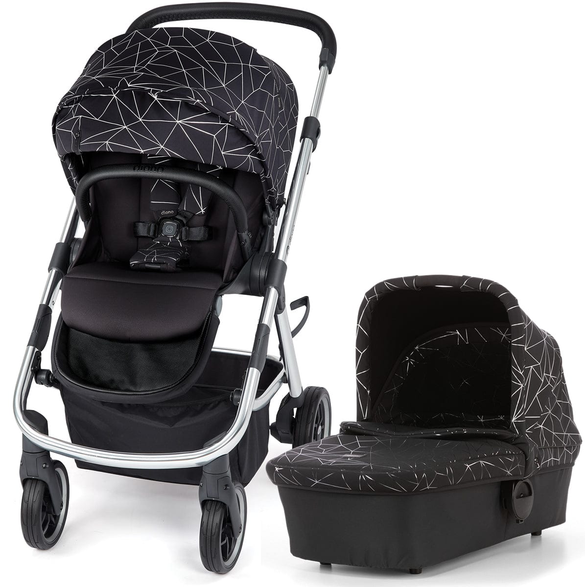 Diono Excurze Stroller & Carrycot - Luxe Black Platinum - 22921-22931