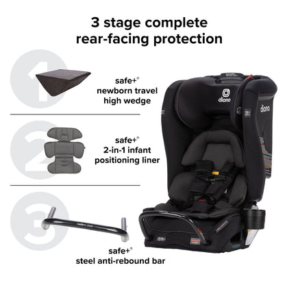 Diono Radian 3 RXT Safe+ Narrow All-in-One Convertible Car Seat - Black Jet - 50100-DIONO