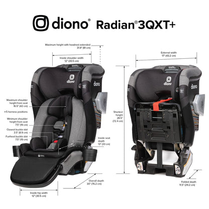 Diono Radian 3QXT+ FirstClass SafePlus Narrow All-in-One Convertible Car Seat - Black Jet - 53000-DIONO