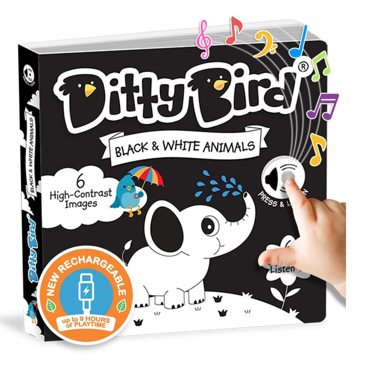 Ditty Bird Musical Books - Black and White Animals - 010-UC