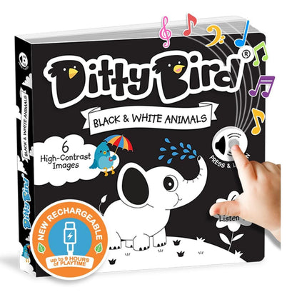 Ditty Bird Musical Books - Black and White Animals - 010-UC