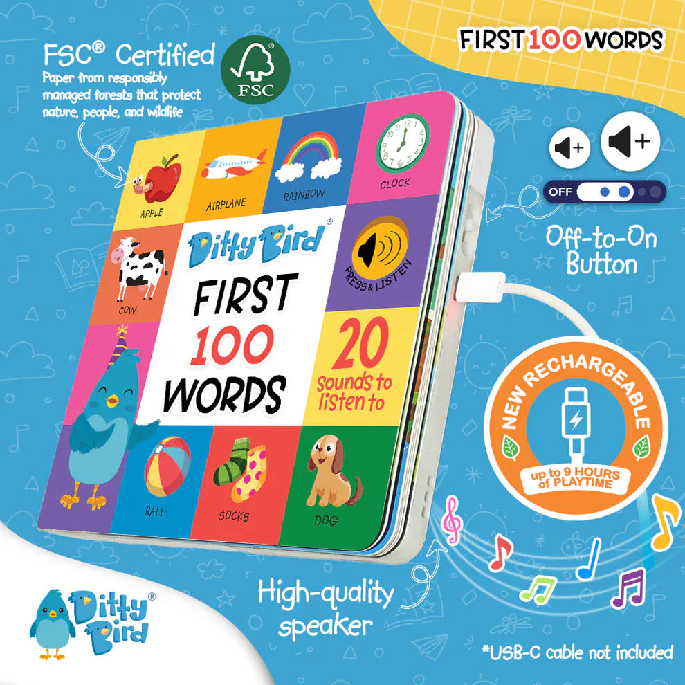 Ditty Bird Musical Books - First 100 Words - 034-UC