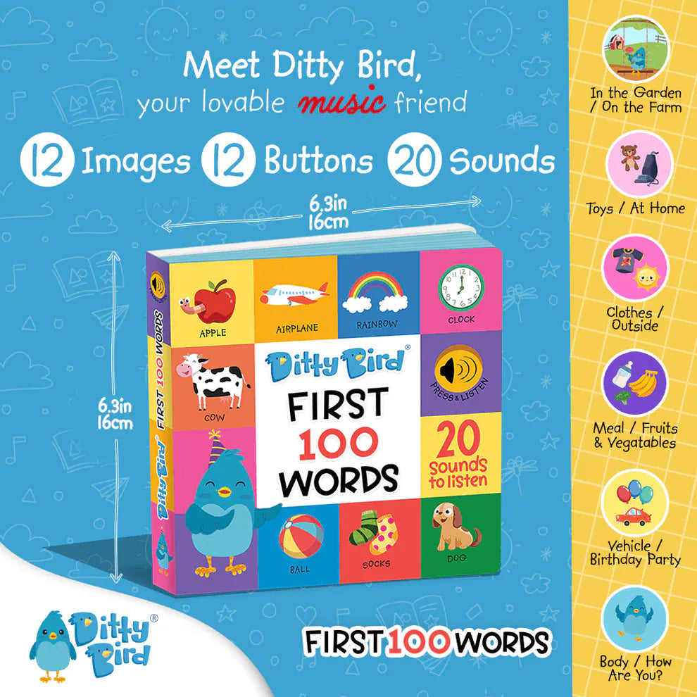 Ditty Bird Musical Books - First 100 Words - 034-UC