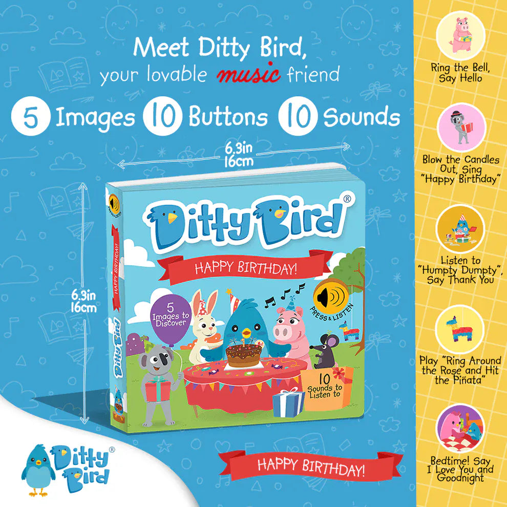 Ditty Bird Musical Books - Happy Birthday - 014-UC