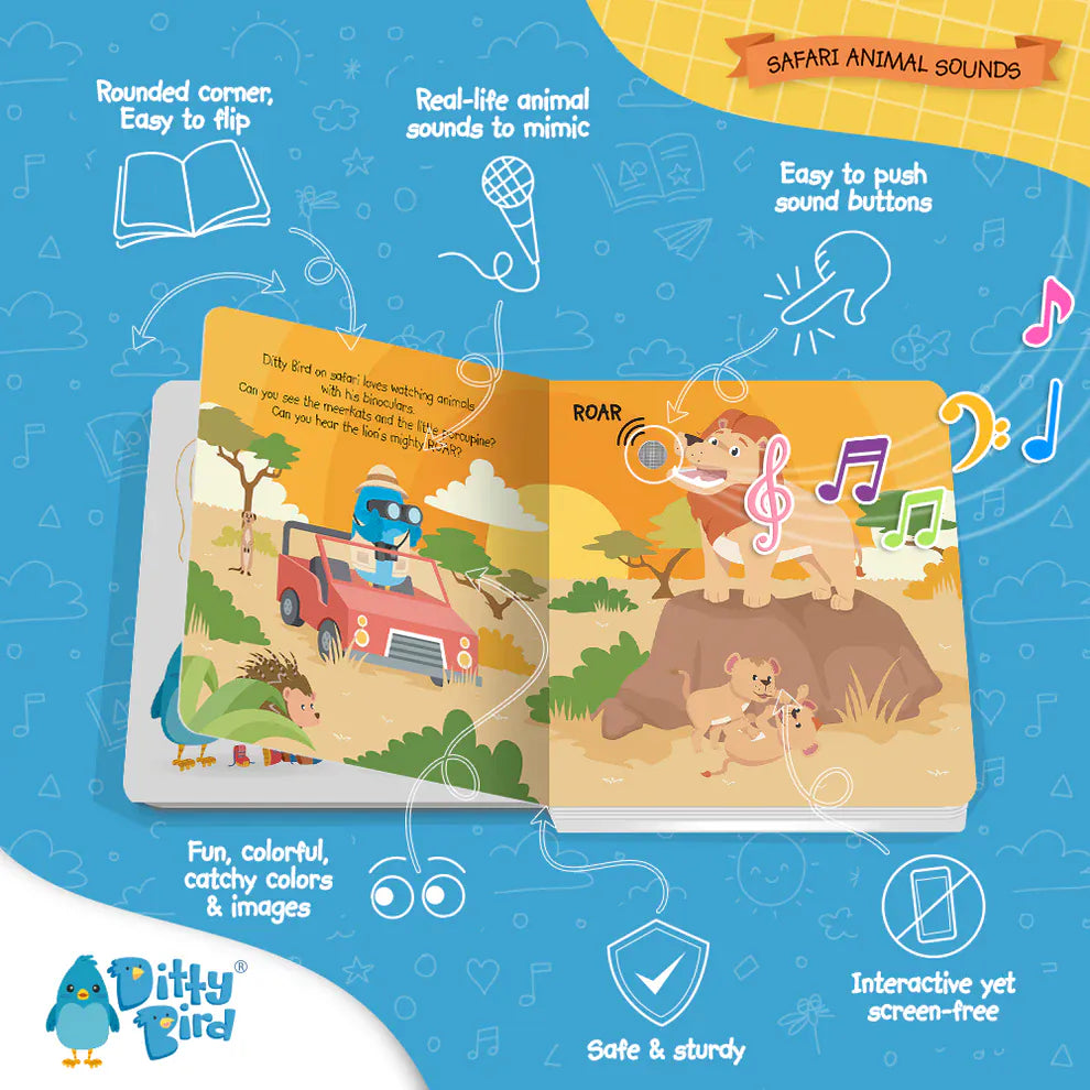 Ditty Bird Musical Books - Safari Animal Sounds - 40-DB
