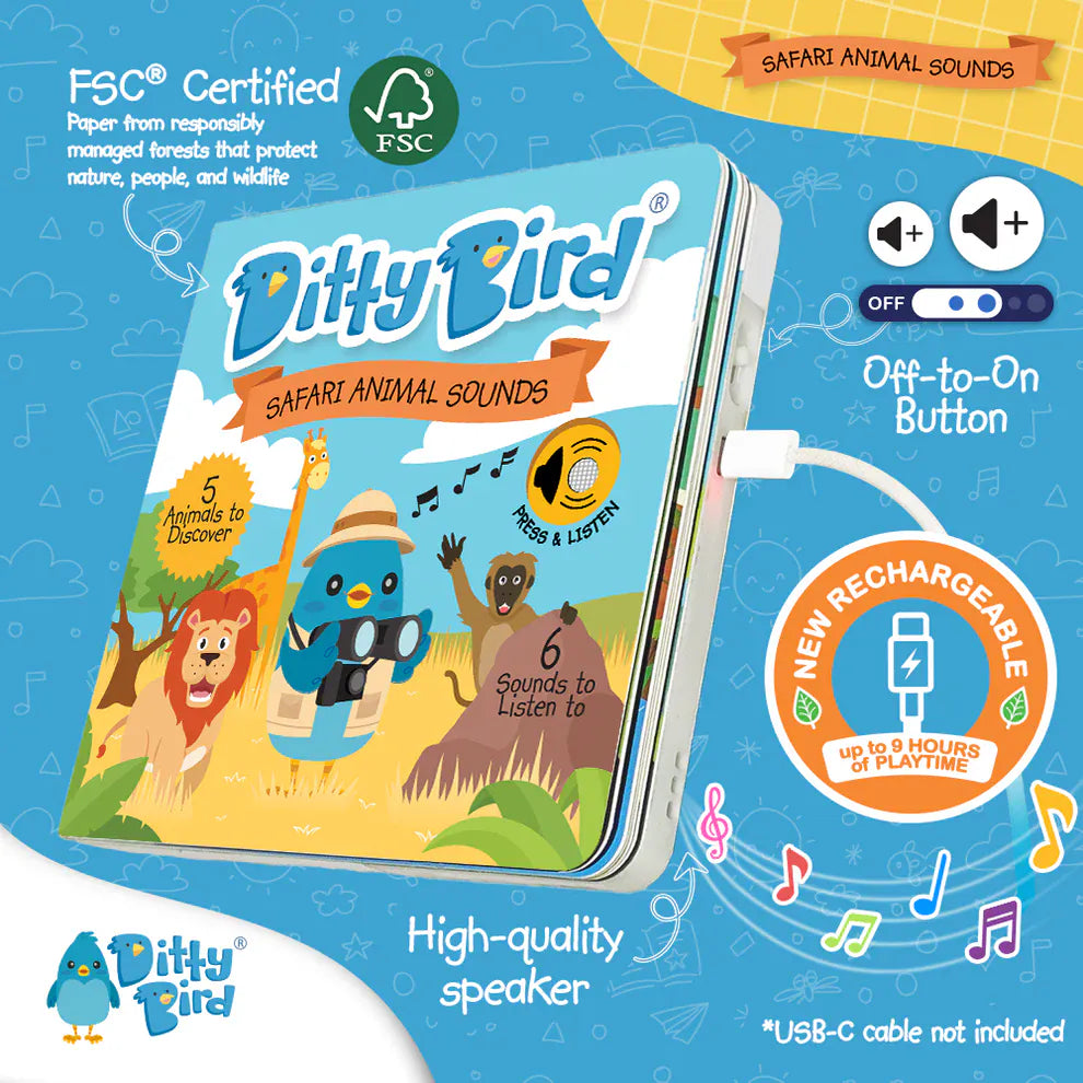 Ditty Bird Musical Books - Safari Animal Sounds - 40-DB