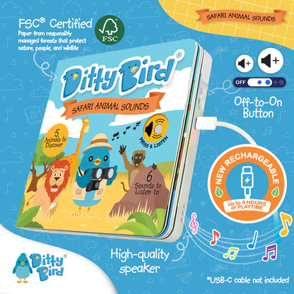 Ditty Bird Musical Books - Safari Animal Sounds - 40-DB