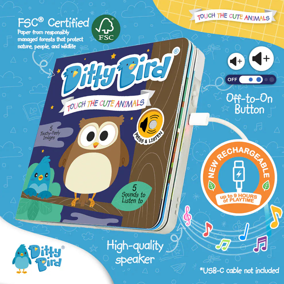 Ditty Bird Musical Books - Touch the Cute Animals - 013-UC