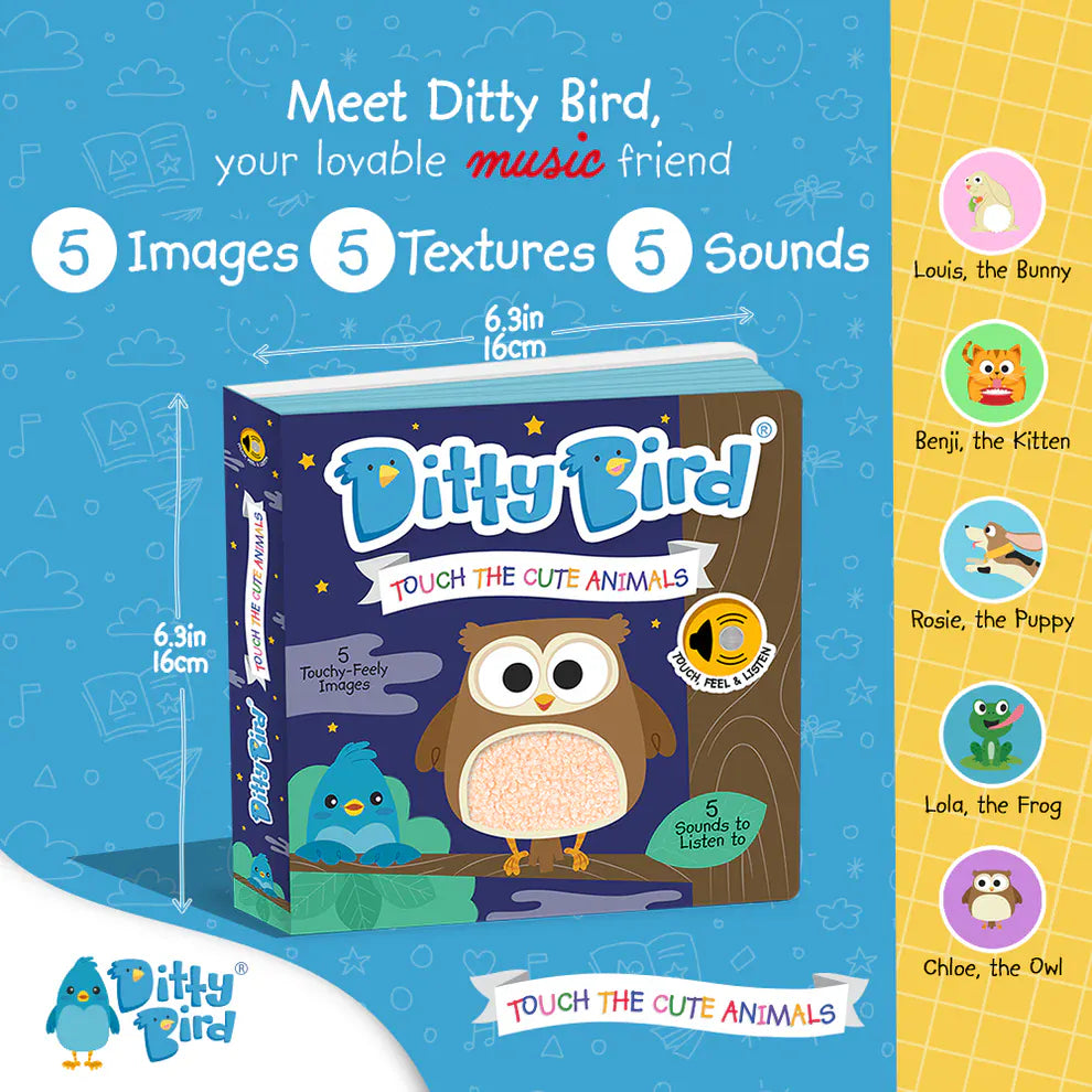 Ditty Bird Musical Books - Touch the Cute Animals - 013-UC