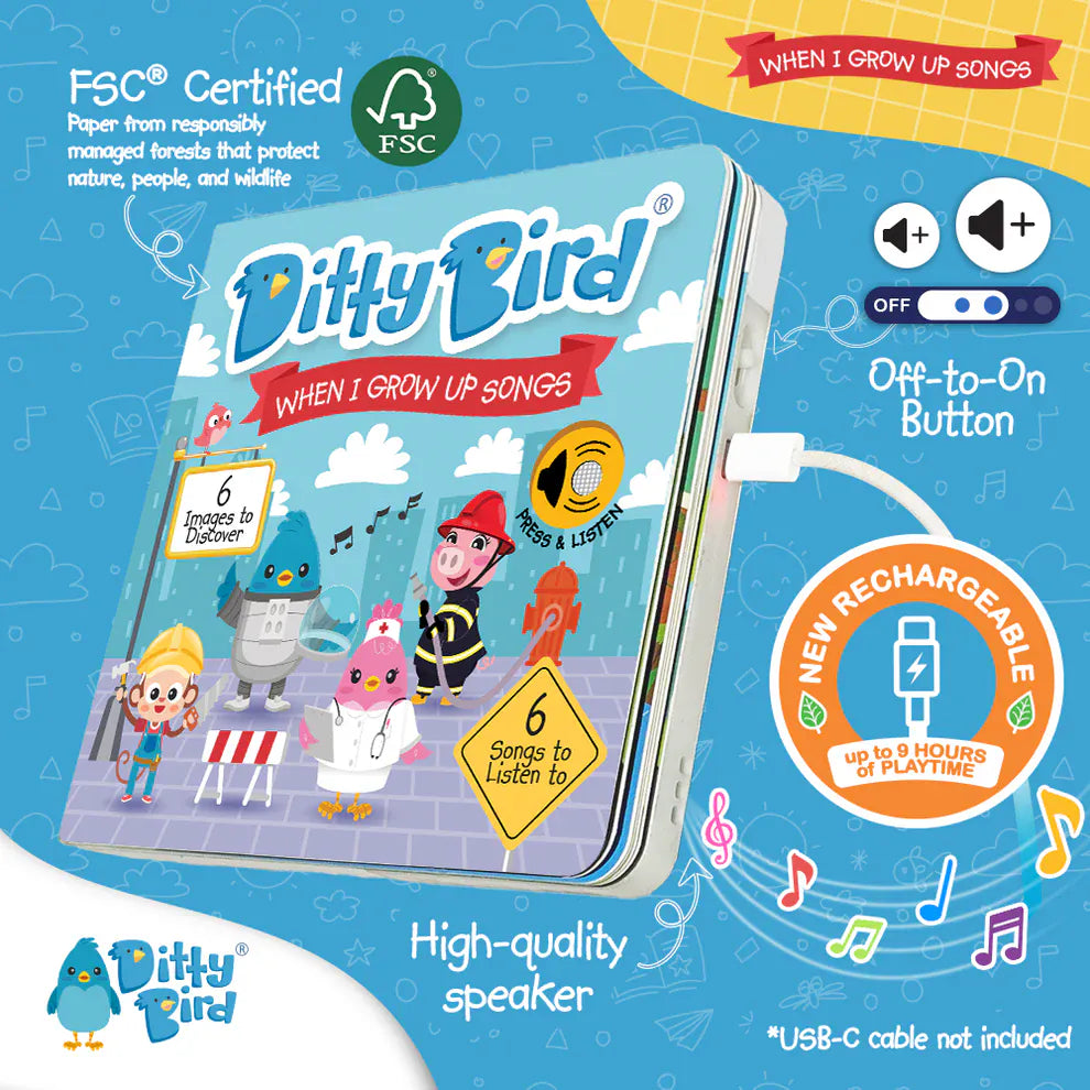 Ditty Bird Musical Books - When I Grow Up Songs - 037-UC