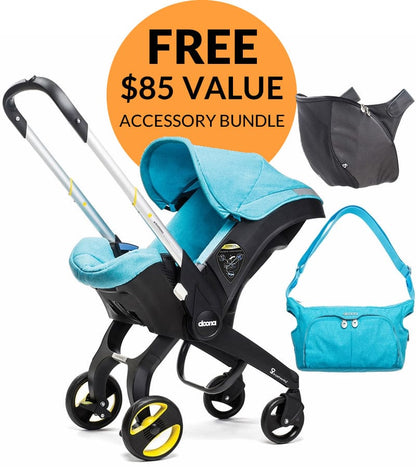 Doona Infant Car Seat + Accessory Bundle - Sky (Turquoise) - SP101-10-102-003