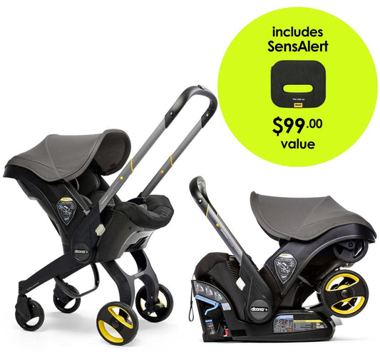 Doona+ Infant Car Seat & Stroller + SensAlert Pad Bundle - Grey Hound - SP101-10-030-003-SP198-99-001-099