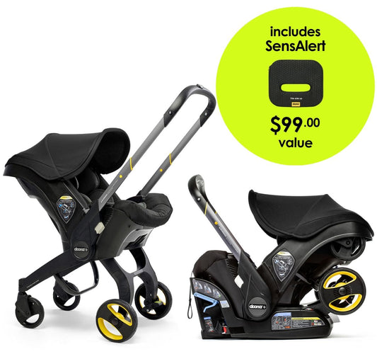 Doona+ Infant Car Seat & Stroller + SensAlert Pad Bundle - Nitro Black - SP101-10-033-003-SP198-99-001-099
