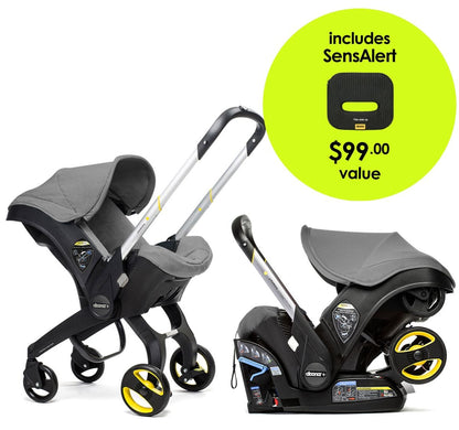 Doona+ Infant Car Seat & Stroller + SensAlert Pad Bundle - Storm (Grey) - SP101-10-006-003-SP198-99-001-099