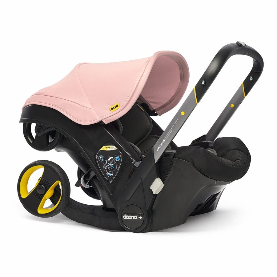 Doona+ Infant Car Seat & Stroller with Handlebar Cover Bundle - Blush Pink / Brown Leather - SP101-10-035-003-SP147-10-025-003