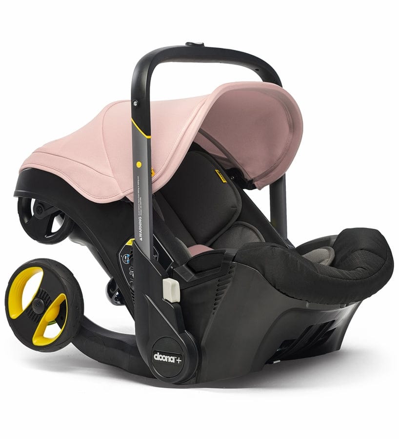 Doona+ Infant Car Seat & Stroller with Handlebar Cover Bundle - Blush Pink / Brown Leather - SP101-10-035-003-SP147-10-025-003