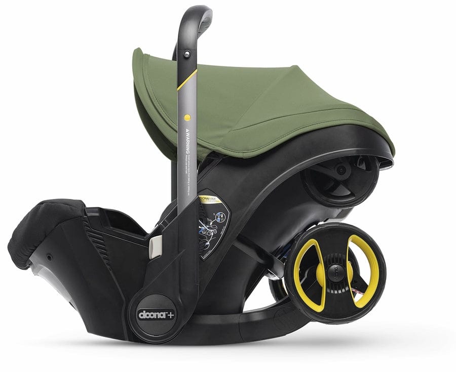 Doona+ Infant Car Seat & Stroller with Handlebar Cover Bundle - Desert Green / Brown Leather - SP101-10-042-003-SP147-10-025-003