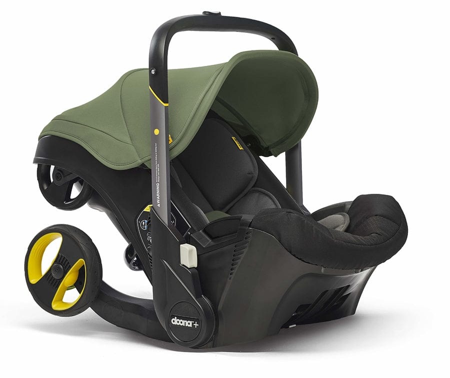 Doona+ Infant Car Seat & Stroller with Handlebar Cover Bundle - Desert Green / Brown Leather - SP101-10-042-003-SP147-10-025-003