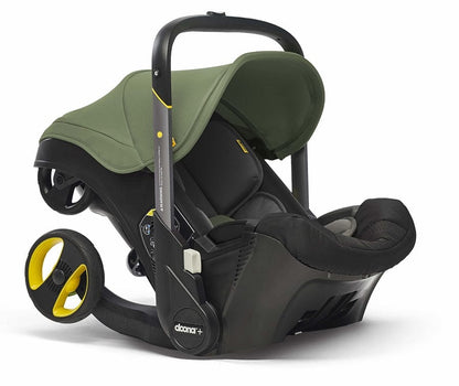Doona+ Infant Car Seat & Stroller with Handlebar Cover Bundle - Desert Green / Brown Leather - SP101-10-042-003-SP147-10-025-003