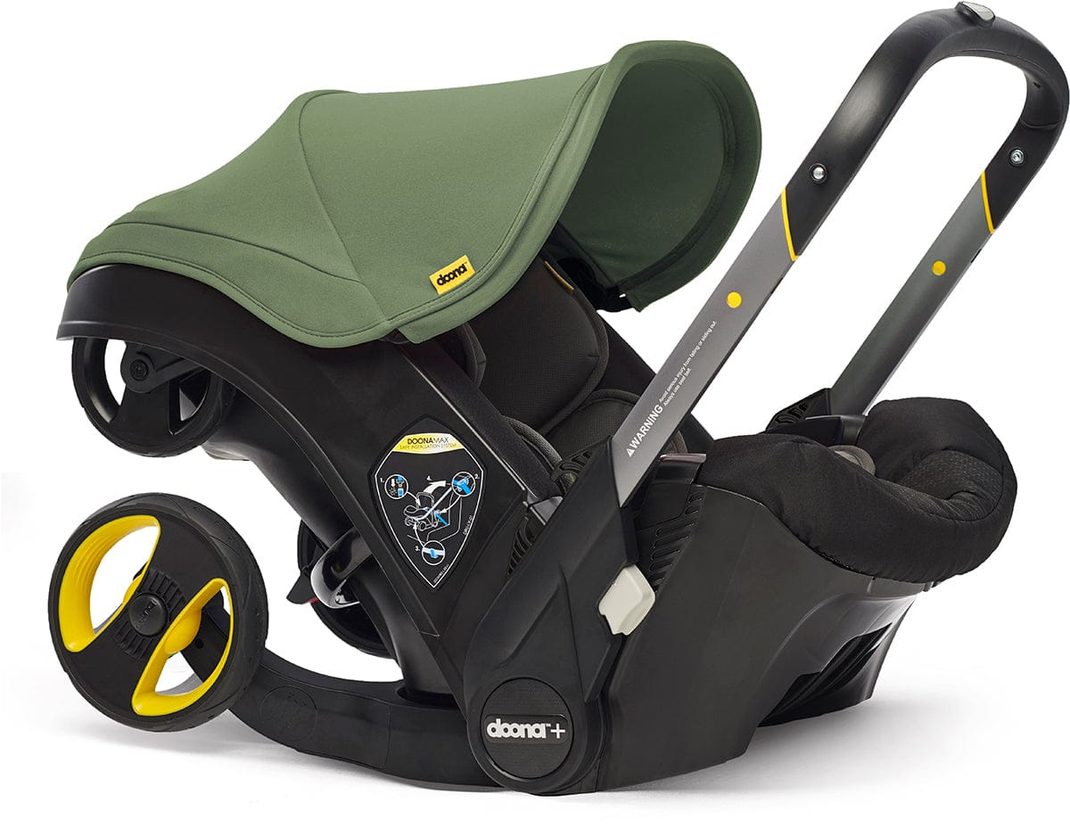 Doona+ Infant Car Seat & Stroller with Handlebar Cover Bundle - Desert Green / Brown Leather - SP101-10-042-003-SP147-10-025-003