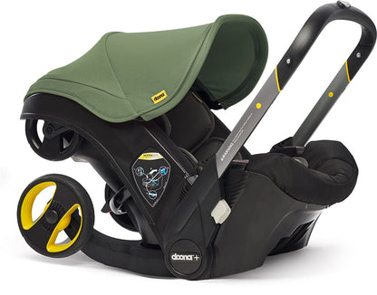 Doona+ Infant Car Seat & Stroller with Handlebar Cover Bundle - Desert Green / Brown Leather - SP101-10-042-003-SP147-10-025-003