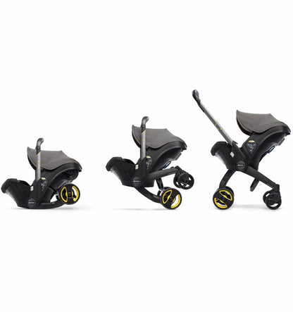 Doona+ Infant Car Seat & Stroller with Handlebar Cover Bundle - Grey Hound / Brown Leather - SP101-10-030-003-SP147-10-025-003
