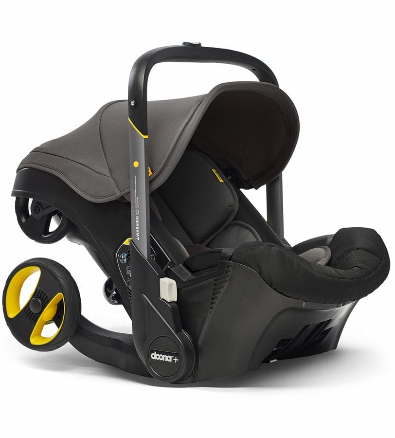 Doona+ Infant Car Seat & Stroller with Handlebar Cover Bundle - Grey Hound / Brown Leather - SP101-10-030-003-SP147-10-025-003